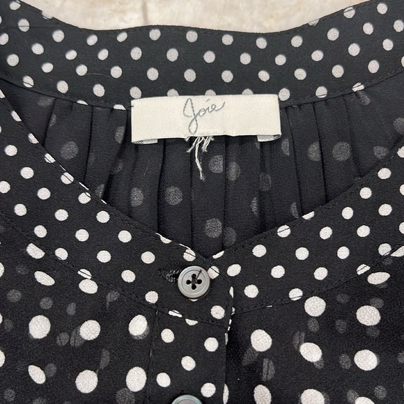 Joie Black White Polka Dot Ruffled “Darek” Blouse Romantic Sheer Sleeves Large - Picture 11 of 14
